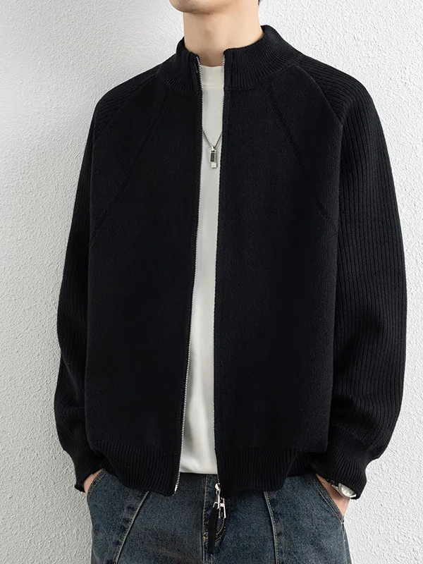 

Мужской вязаный кардиган на молнии, свободный повседневный свитер, премиум-качество, модный тренд 2025, комфортный, из полиэфирного волокна