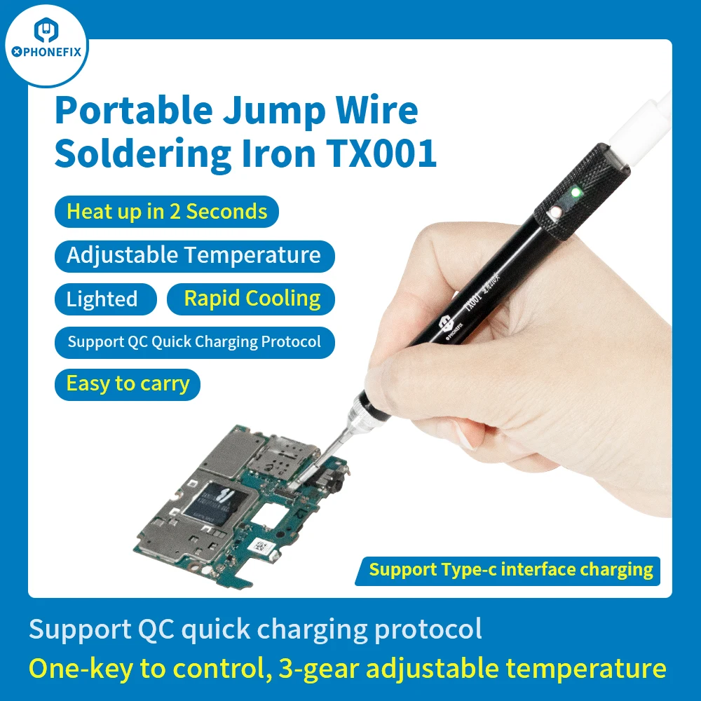 

TX001 Portable USB Soldering Iron Support JBC C210 Welding Iron Tips 2S Fast Heating for iPhone PCB Jump Wire Soldering Repair