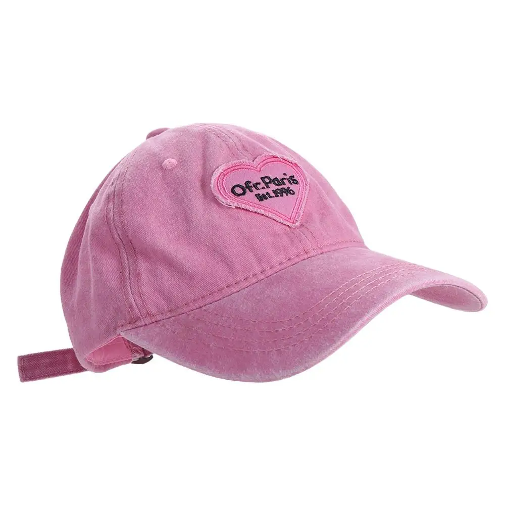 

Simple Retro Casual Sunshade Cap Outdoor Travel Pink Love Heart Korean Style Sun Cap Visors Cap Snapback Hat Heart Baseball Cap