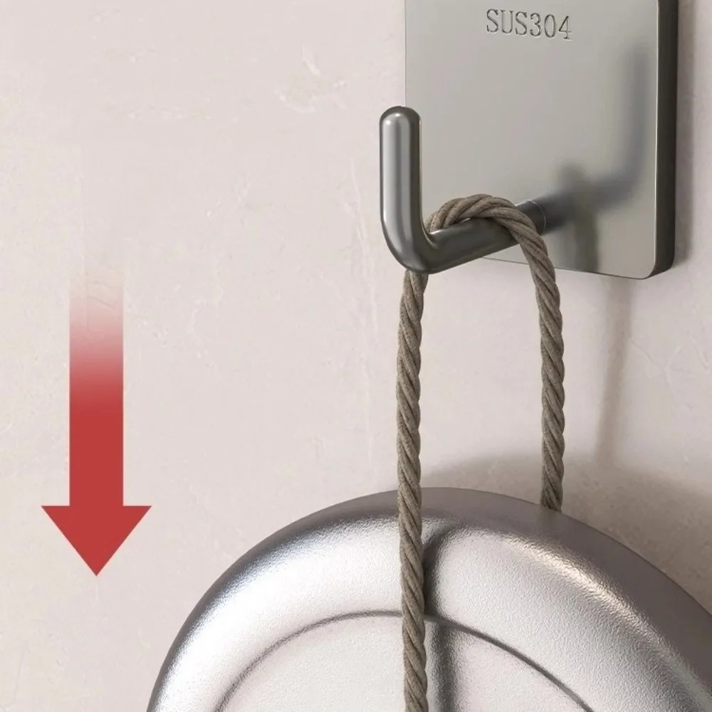 

20PCS Strong Adhesive Stainless Steel Hook Rustproof Multi-Purpose Non Perforated Hook Space Saving Square Loadbearing Hook