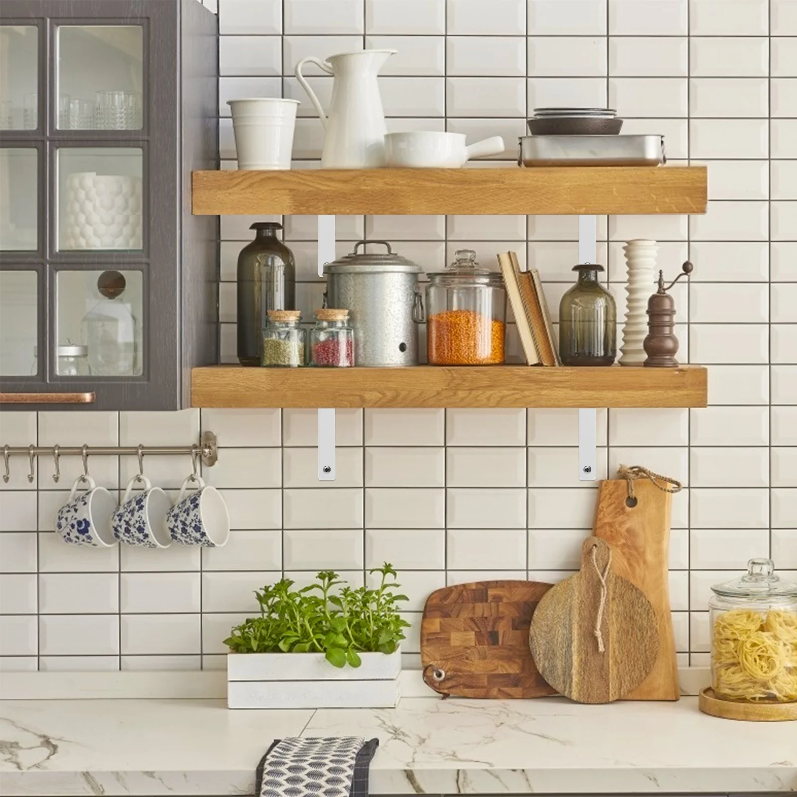 

4Pcs Wall Shelf Support L Shape Stainless Steel Shelf Bracket Heavy Duty Fixing Rack Rustic Style Wall-Mounted Shelves Holder