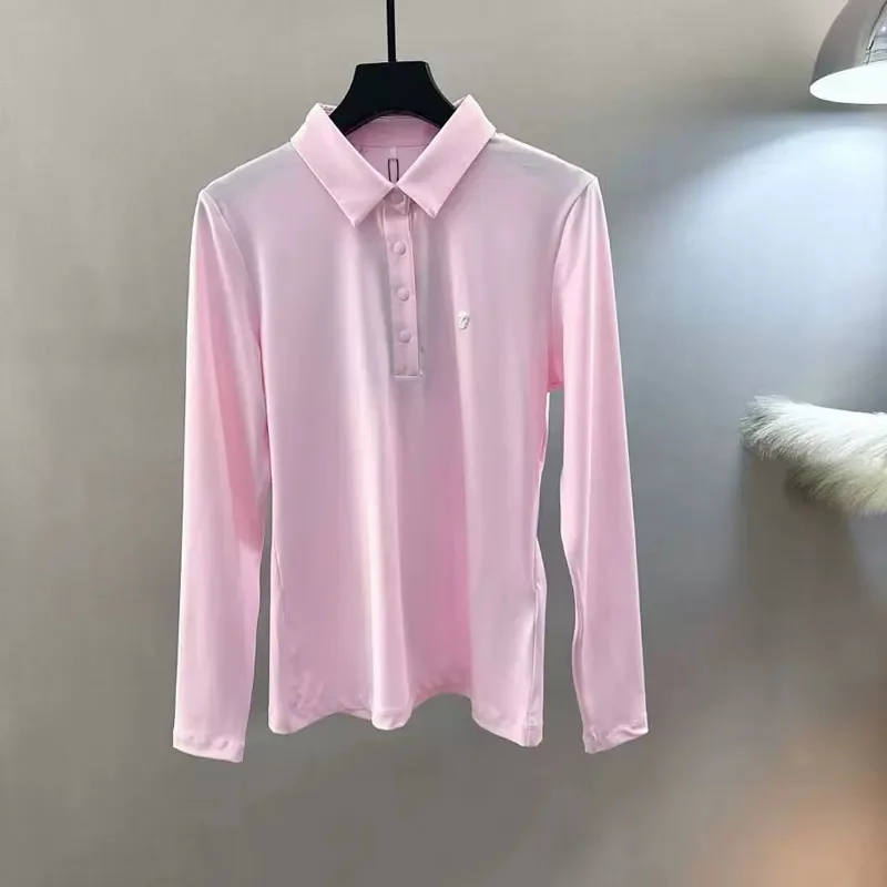 2026 Fall Winter Women’s Golf Long Sleeve Shirt Thickened Slim Fit Sports Top Outdoor Tennis Golf T-Shirt Casual Activewear