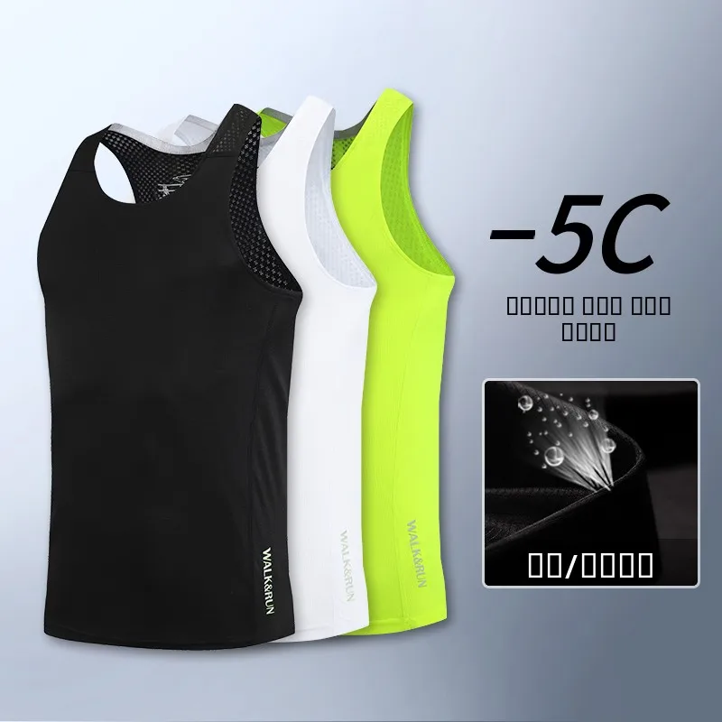 

Мужская летняя спортивная майка из ледяного шелка, без рукавов, быстросохнущая, для бега, марафона, тренировок, облегающая, с круглым вырезом...