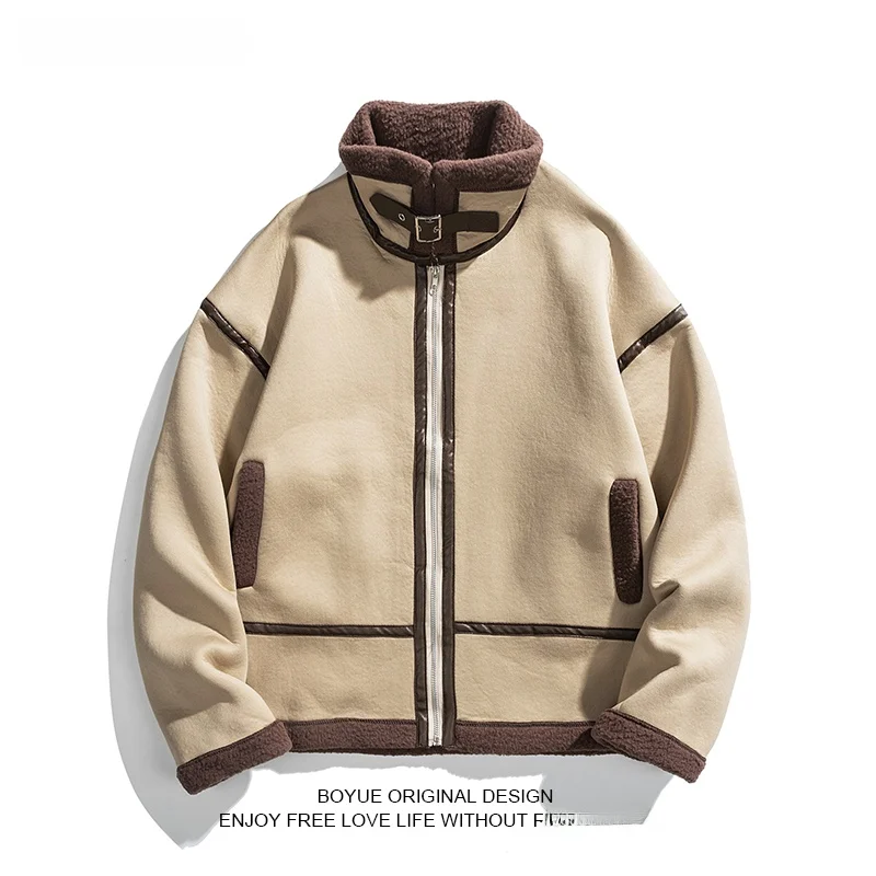 

Зимняя утепленная куртка Boyue из хлопка с овечьим вельветом на молнии, повседневная, свободного кроя, молодежная, парная, для мужчин