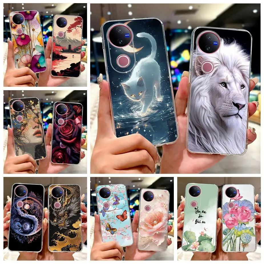 

For Vivo V50 Case V2427 Cute Cat Lion Painted Cover Soft Slim Phone Case For Vivo V50 Lite 4G V2441 V 50 V50Lite VivoV50 5G Bags