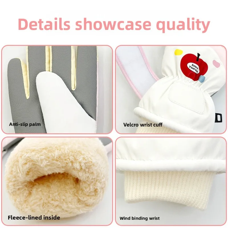 Winter Warm Outdoor Ski Gloves for Cycling Fleece Lined Thickened Windproof Water Repellent Non Slip Touchscreen Protective