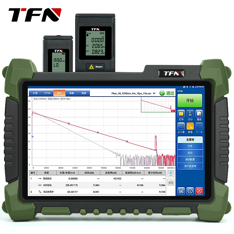 TFN RM7 1310/1550nm 45/43dB OTDR Tester High Precision Optical Time Domain Reflectometer SM Fiber Optic Tester