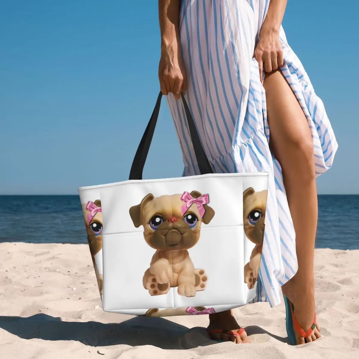 Coquette Littlest Pet Shop LPS Bulldog 451 Praia Sacola Esporte Ginásio Yoga Duffle Grande Sacola Mulheres Bolsa de Viagem Bolsa de Fitness