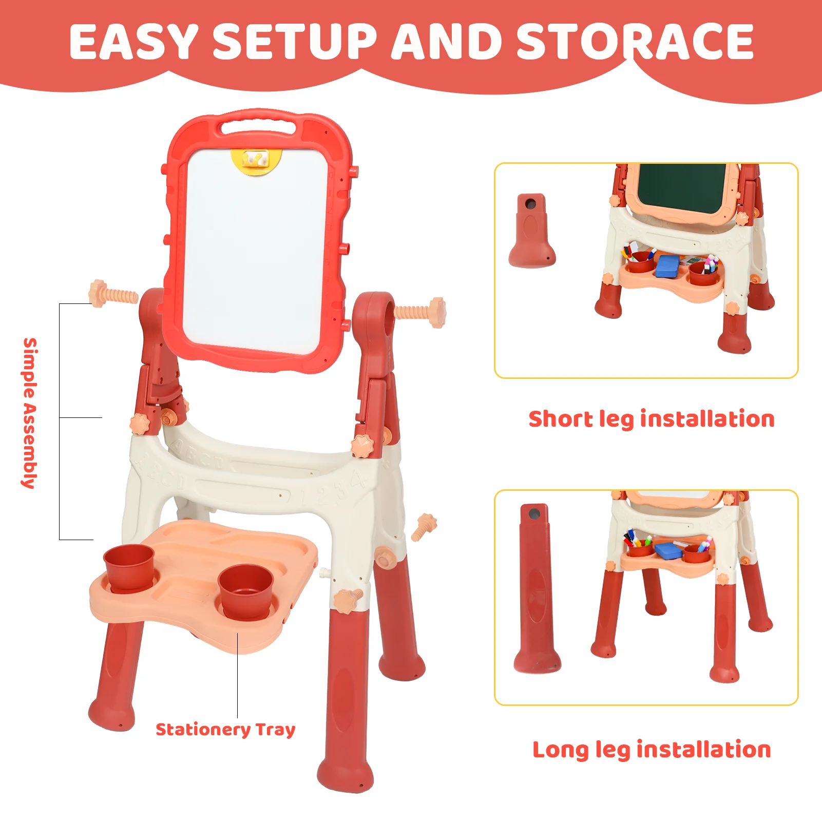 Children's Art Easel, Adjustable Standing Rotating Double-Sided Easel, with Painting Accessories, Suitable for Boys and Girls Aged 3 and above, Standing Children's Art Easel Is an Ideal Birthday / Christmas / New Year Gift for Children.
