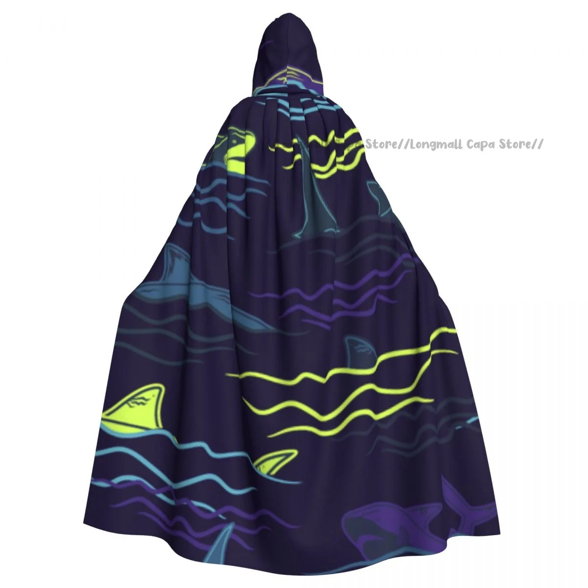 Witch Cloak Abstract Shark Halloween Cosplay Costume Unisex Adult Cloak Retro Ages Cape