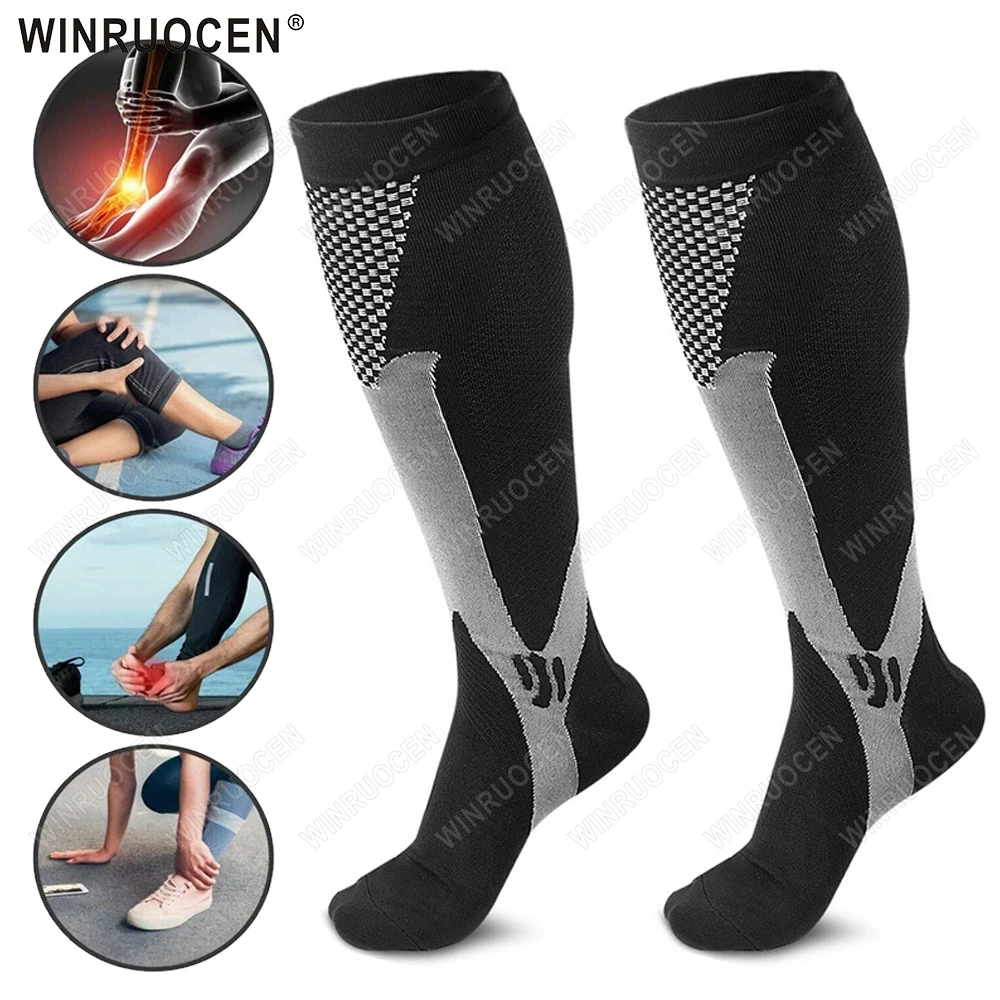 Compression Stockings Blood Circulation Promotion Slimming Compression Socks Anti-Fatigue Comfortable Solid Color Sock man women