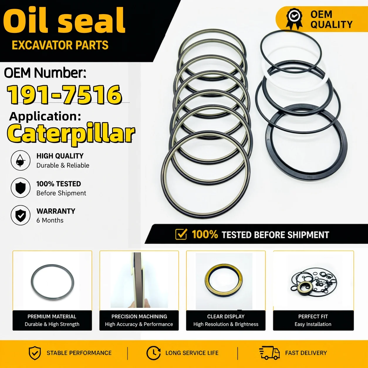 191-7516 1917516 Rubber O Ring Seal Kit for Caterpillar Excavator E303CR 303C CR 304CR 304C CR 305CR 305C CR305.5 305.5C 305.5D