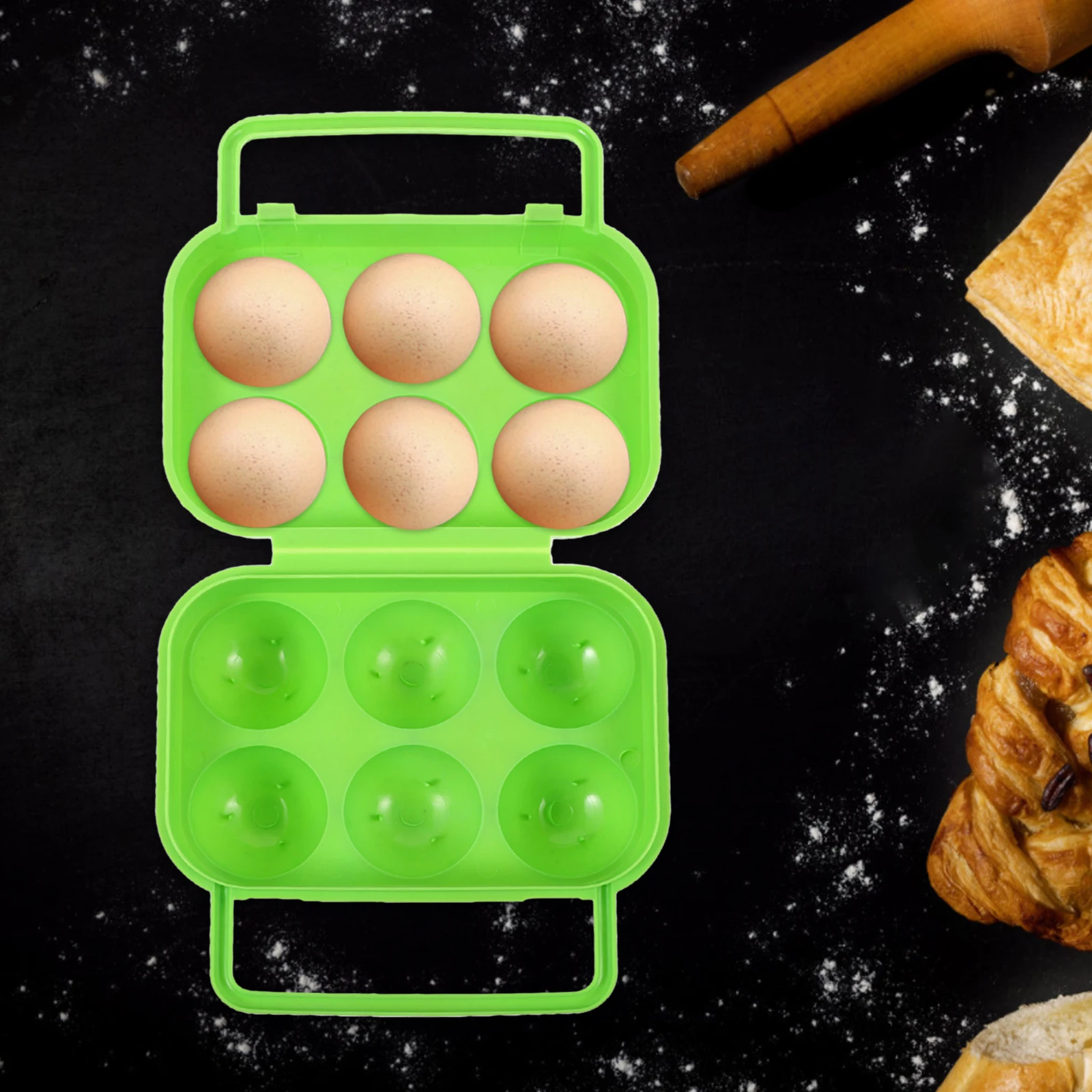 

Portable Egg Box 6 Eggs Storage Container Reusable Camping Picnic Outdoor Holder Durable ABS Plastic Breakage Protection Handle