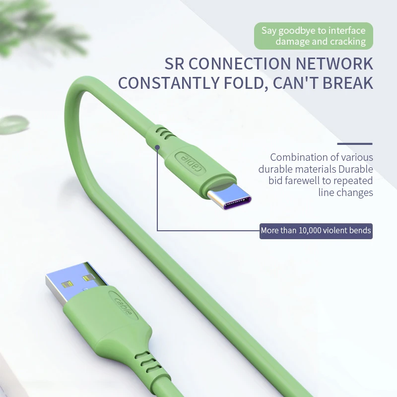 5A Fast Charging USB C Cable TYPE C Liquid Soft Silicone Data Cord For Huawei P30 Xiaomi 1.2/1.8M Mobile Phone USB Charger Wire