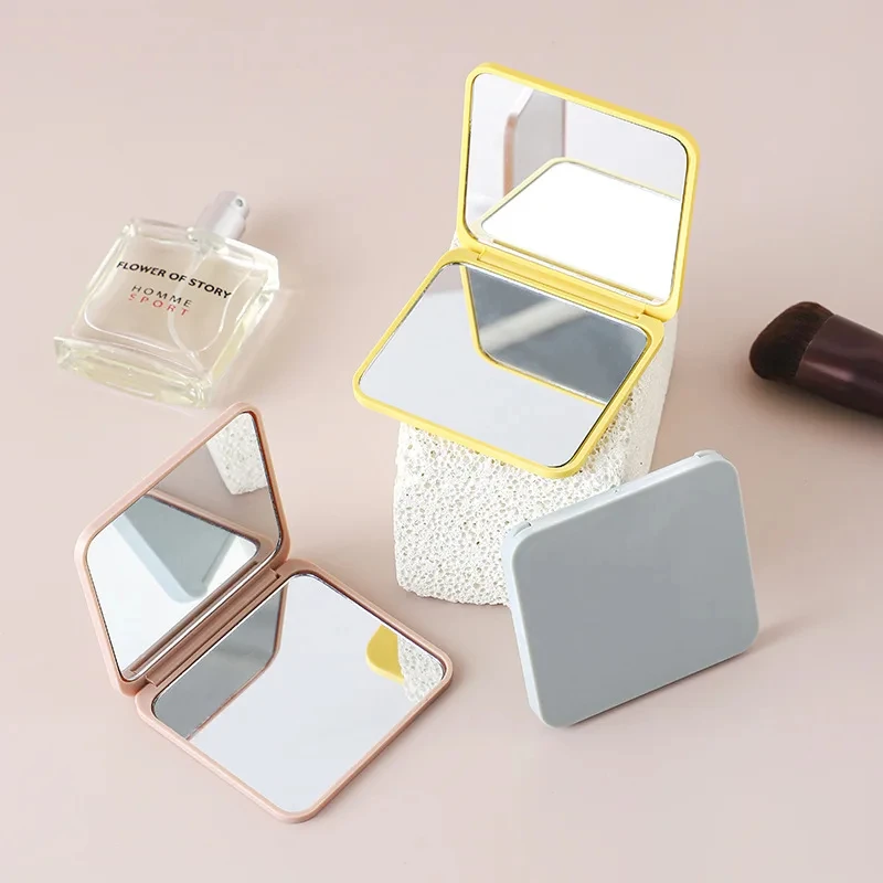 Double Sided HD Makeup Mirror Square Portable Cute Girl'S Gift Handheld Mini Mirror Pocket Make Up Magnifying Vanity Compact