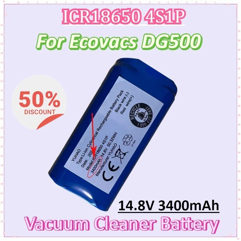 

INR18650 M26-4S2P 14,8 В 3400 мАч для Ecovacs DG500 робот-пылесос перезаряжаемая литиевая батарея аксессуары