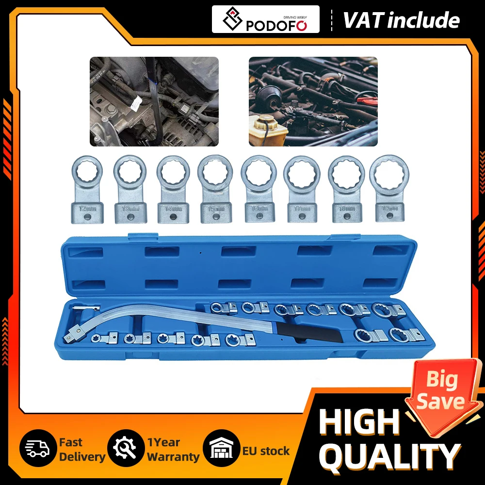 Image of Podofo 15-teiliges Universal-Zahnriemenspanner-Schlüsselset Torx E10-E18 Kfz-Reparaturwerkzeug mit Aufbewahrungsbox