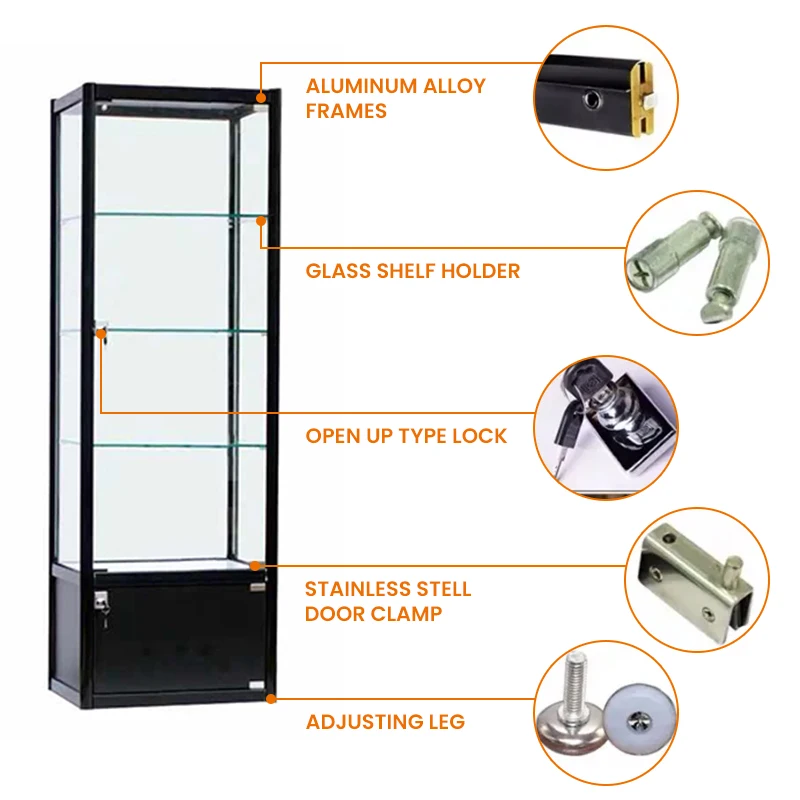 Modern Glass Display Cabinets Retail Smoke Shop Showcase Durable Glass Display showcase