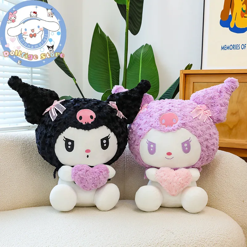 Sanrio-juguete de peluche Kawaii Love Kuromi para niños, almohada de colección, muñeco de peluche de animales de dibujos animados, decoración de habitación, regalos de cumpleaños, nuevo, 2024