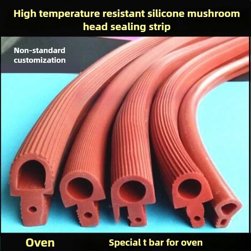 WESTCREEK 1 Meter Silicone Strip Red Shaped Sealing Strip High Temperature T-Shaped Silicone for Oven Door Sealing Strip DxWxH