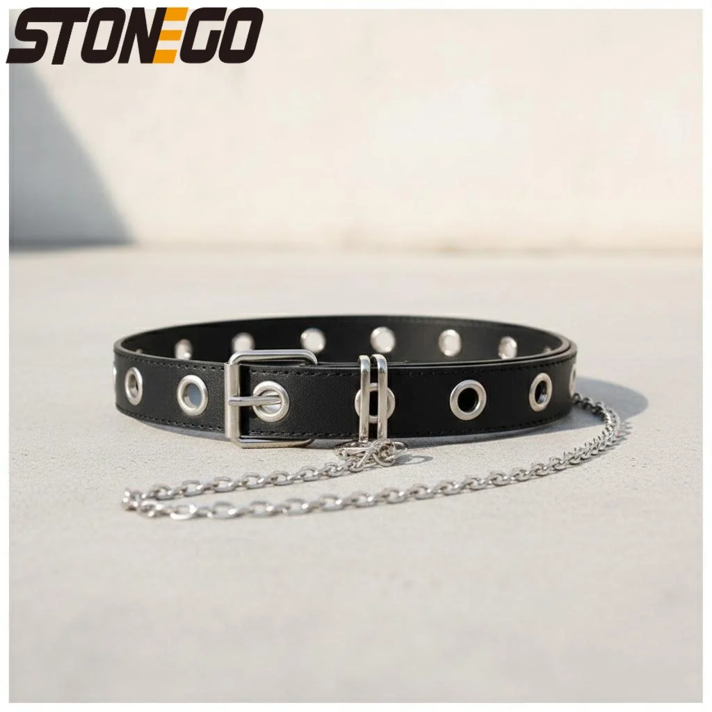 

Панк-хип-хоп ремень-цепочка с вырезами для мужчин и женщин, джинсовый ремень из сплава, повседневный ретро-аксессуар для моды