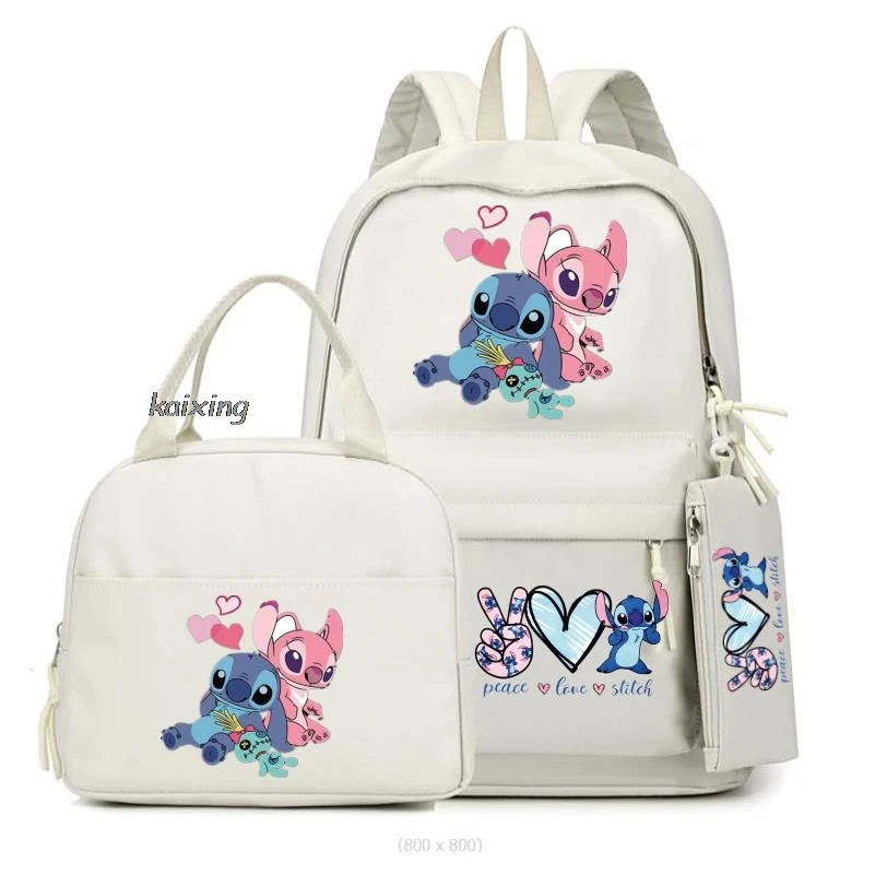 3Pcs/Set Lilo And Stitch Backpacks Lunch Bag Pencil Bag Teen Women Men School Students Backpack Cartoon School Bag Mochila