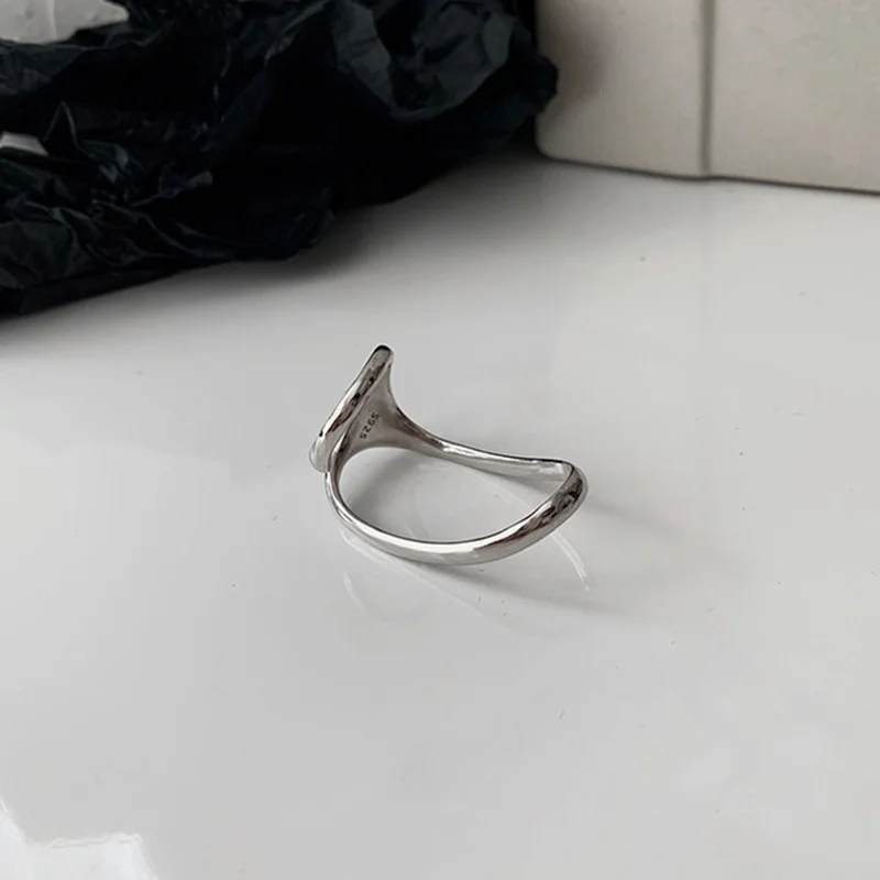PANJBJ 925 Sterling Silver Line Crossing Ring for Women Punk Hip Hop Exaggerate Trend Adjustable Jewelry Party Gift Dropshipping