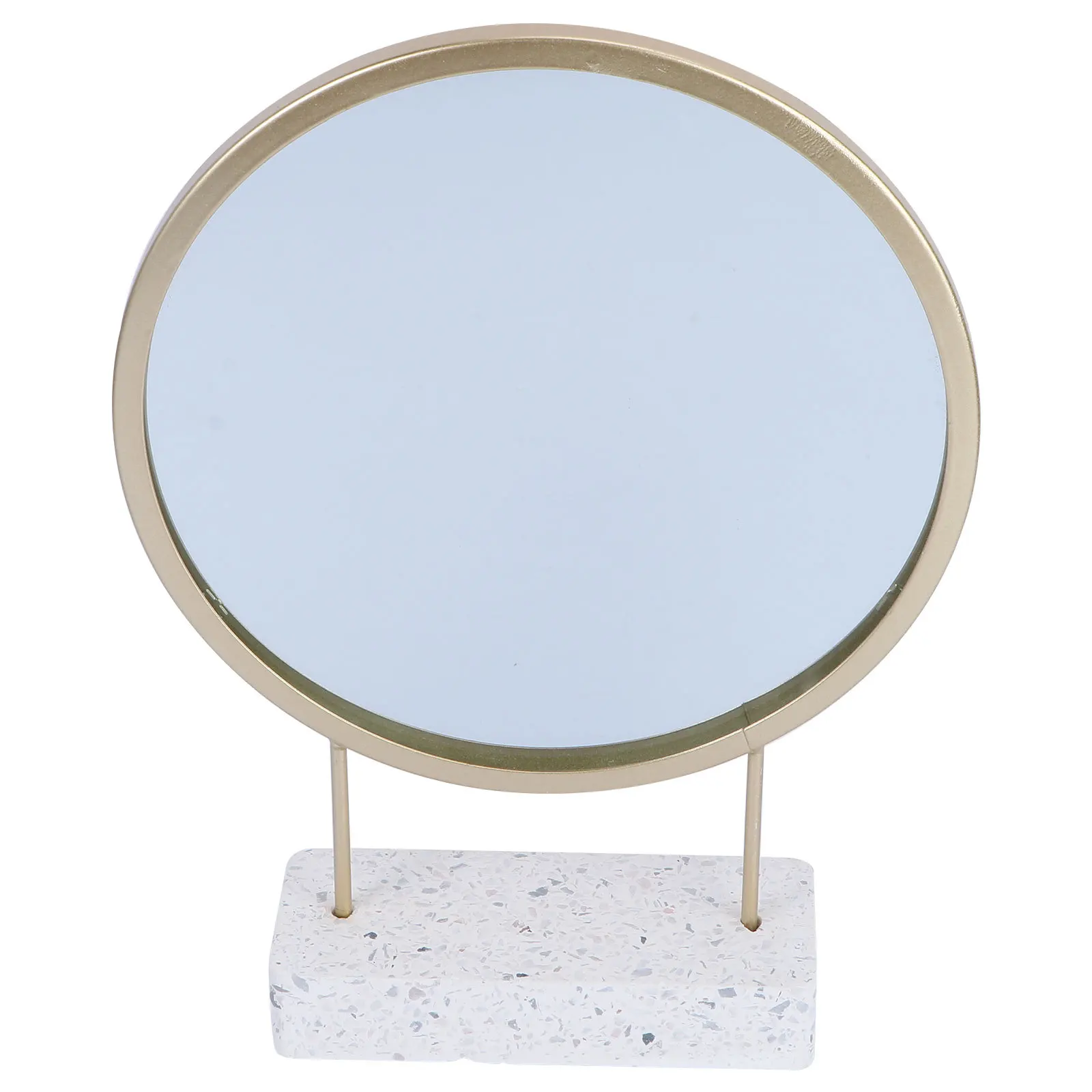 مرآة كونترتوب متعددة الوظائف لسطح المكتب، إطار معدني عالي الجودة، صورة واضحة، قاعدة مضادة للانزلاق، ذهبي