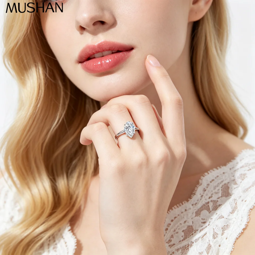 MUSHAN Luxury Jewelry 925 Sterling Silver Ring VVS Moissanite Graduation Ring for Wife 18K Real Gold Plated MST Patent Rings