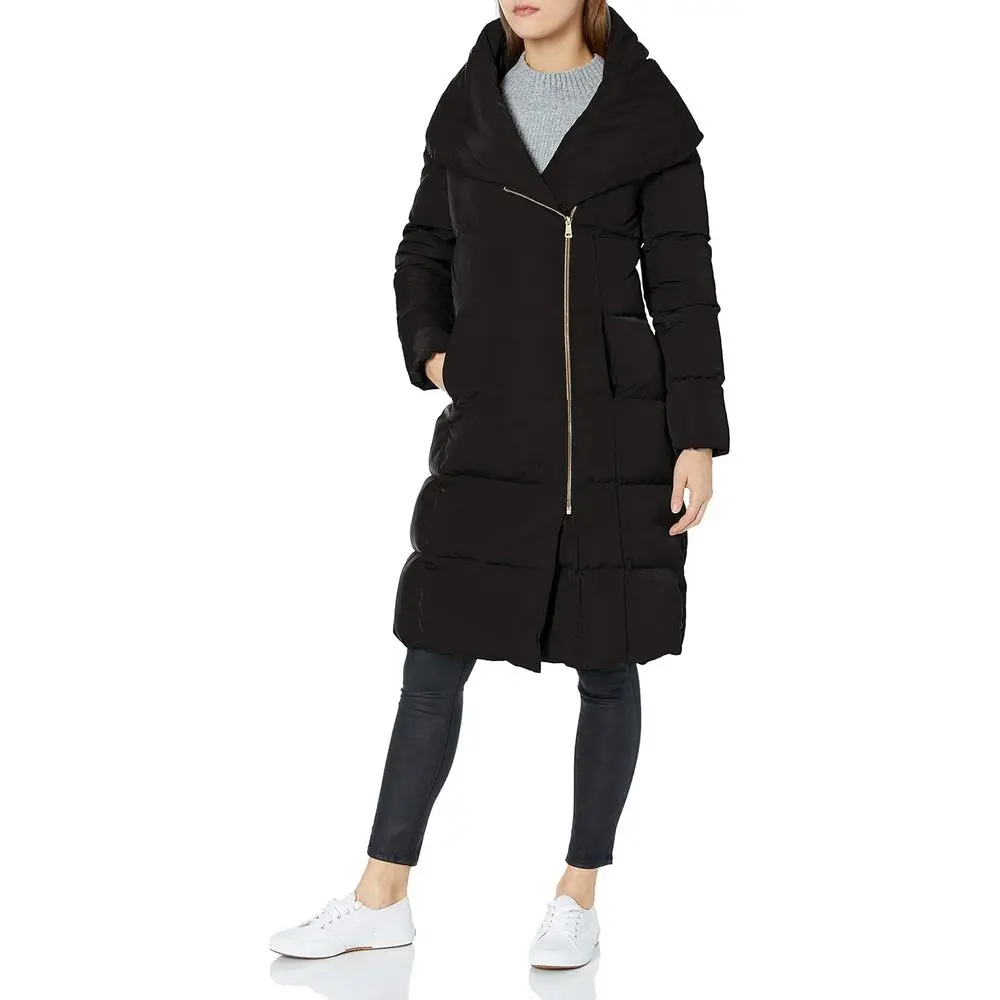 

Women's Taffeta Down Coat With Bib Front and Dramatic Hood