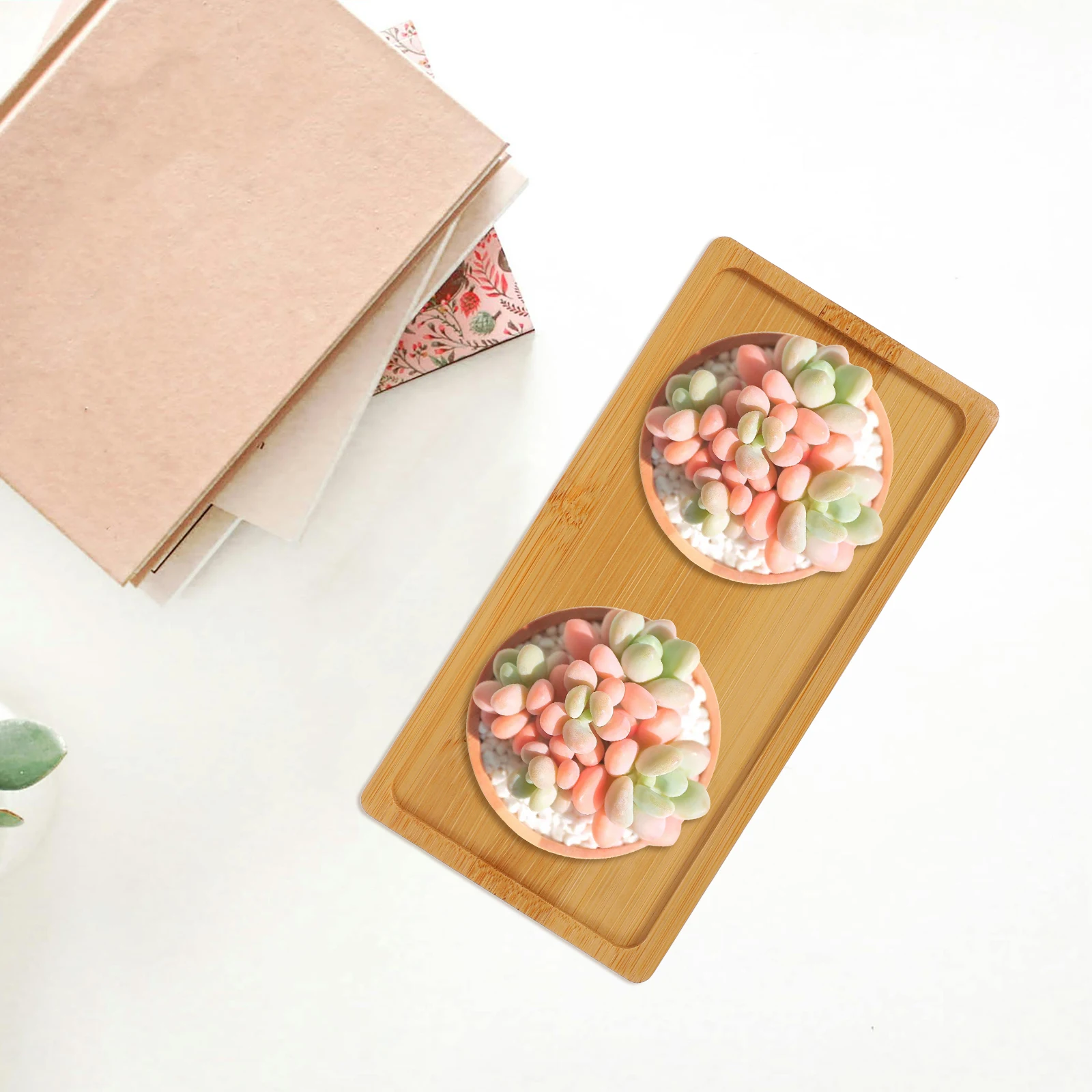 

Bamboo Planter Trays Rectangular Durable AntiWarping Drainage Holes Garden Plant Pot Saucer Windowsill Succulent