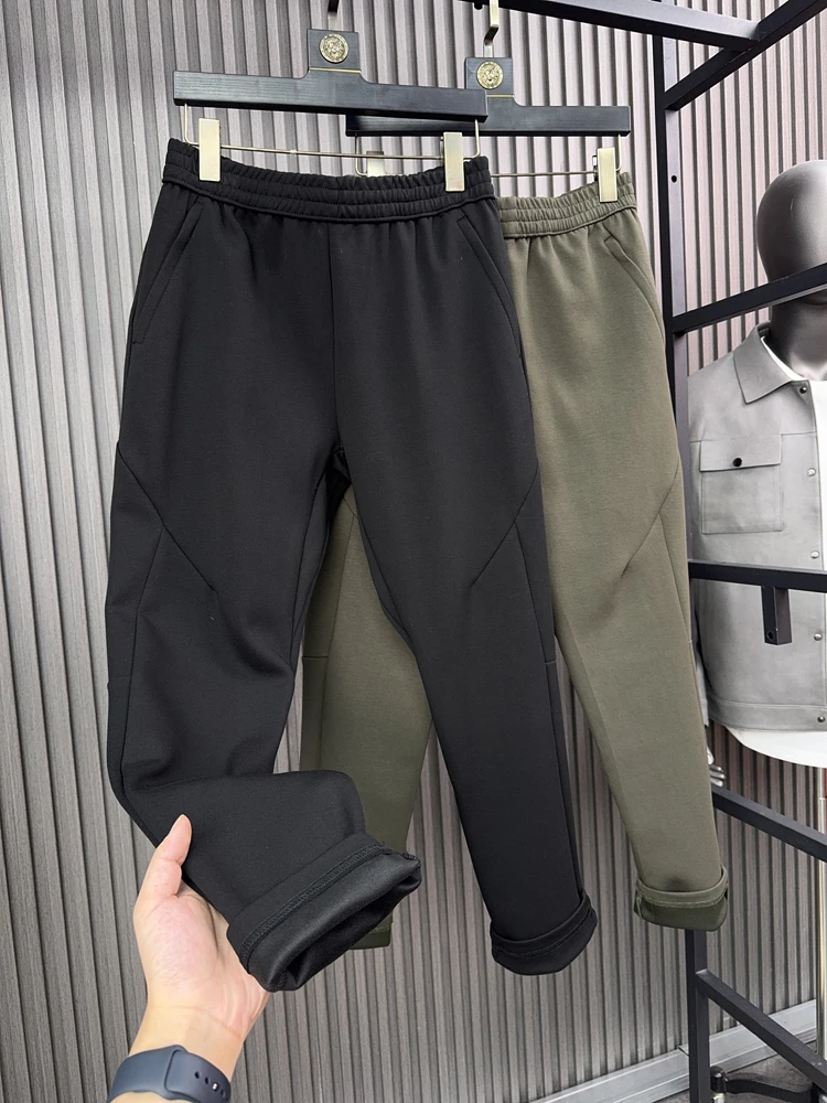 

Thiened Outdoor Men's Casual Pants Autumn Winter Straight Leg Cone ape Warm Leisure Trousers Pampa& Brand Pure Color