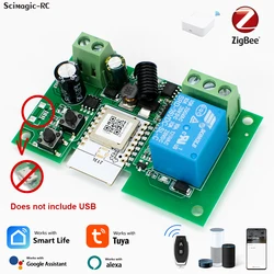 1CH Zigbee Tuya Smart Relay Module Home Automation 7-32V RF433Mhz Remote Control Motor Light Garage Switch Work With Alexa