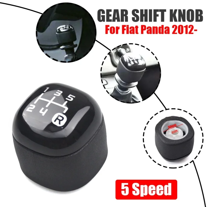 

Gear Knob Stick Button For Fiat For Panda From 2012-Black 5-speed Black Plastic Gear Shift Knob Handball Gear Lever Car Gear