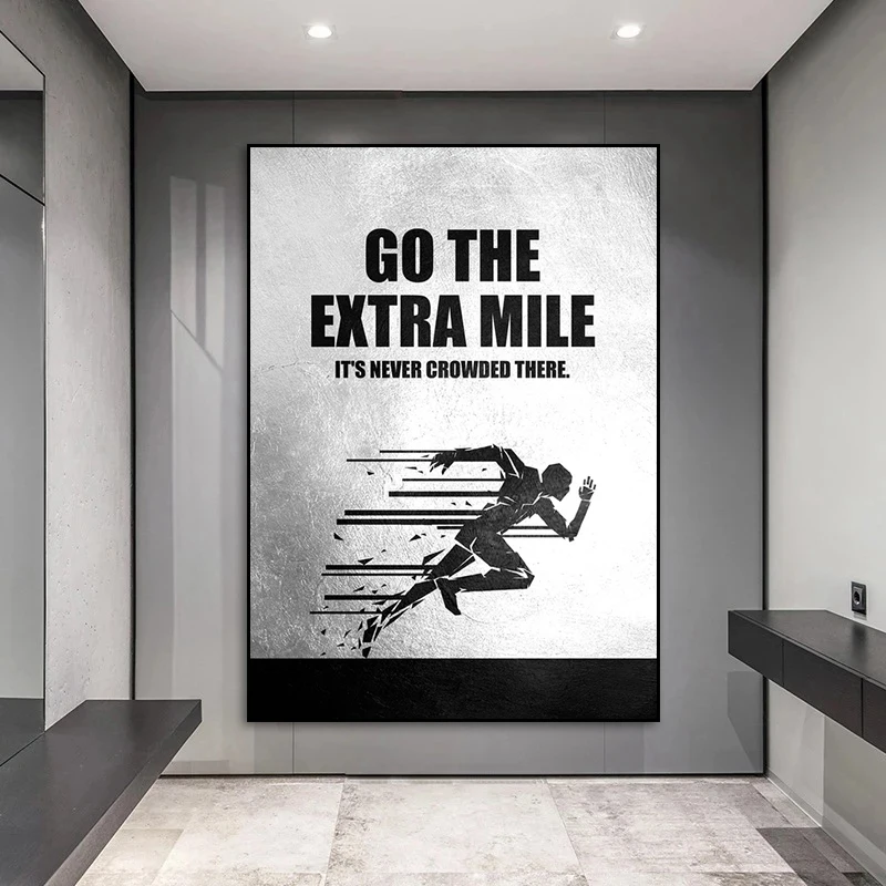 Black and White Inspirational Sports Quotations Canvas Painting Climbing Track Posters Prints Wall Art for Gym Room Home Decor