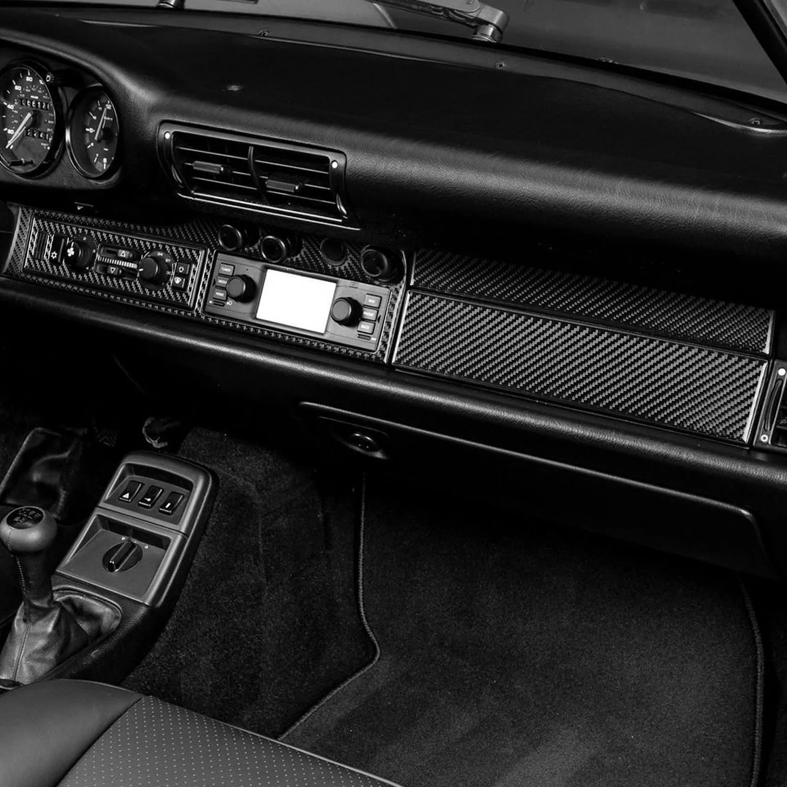 For Porsche 911 964 1989-1998 Carbon Fiber Central Console Gear Shift Air Vent Speedometer Trim Set Car  Accessories Sticker