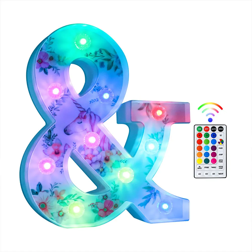 Alphabet Letter LED Lights Luminous Lamp Battery Warm Night Light for Home Wedding Birthday Christmas Party Decoration - &