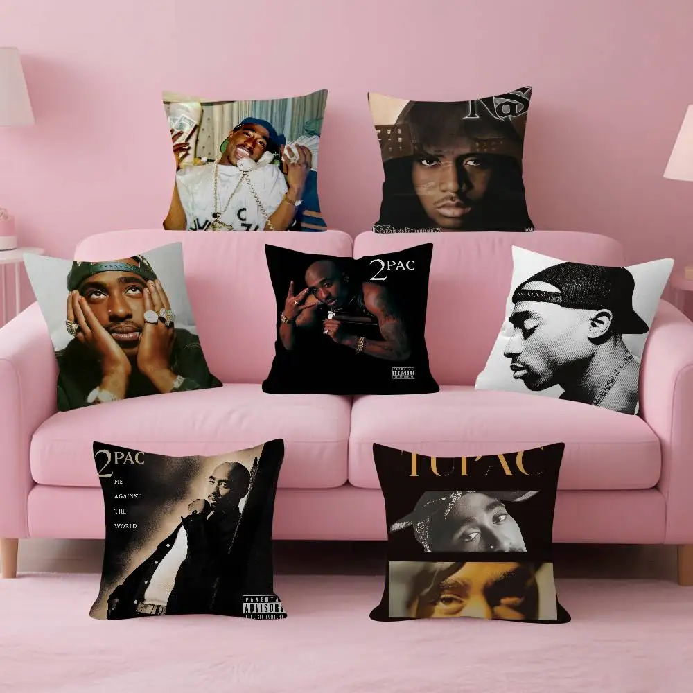 Rapper Tupac Shakur cool Double-sided Printed pillow cover Short plush Suitable living rooms bedrooms sofas throw cushion cover
