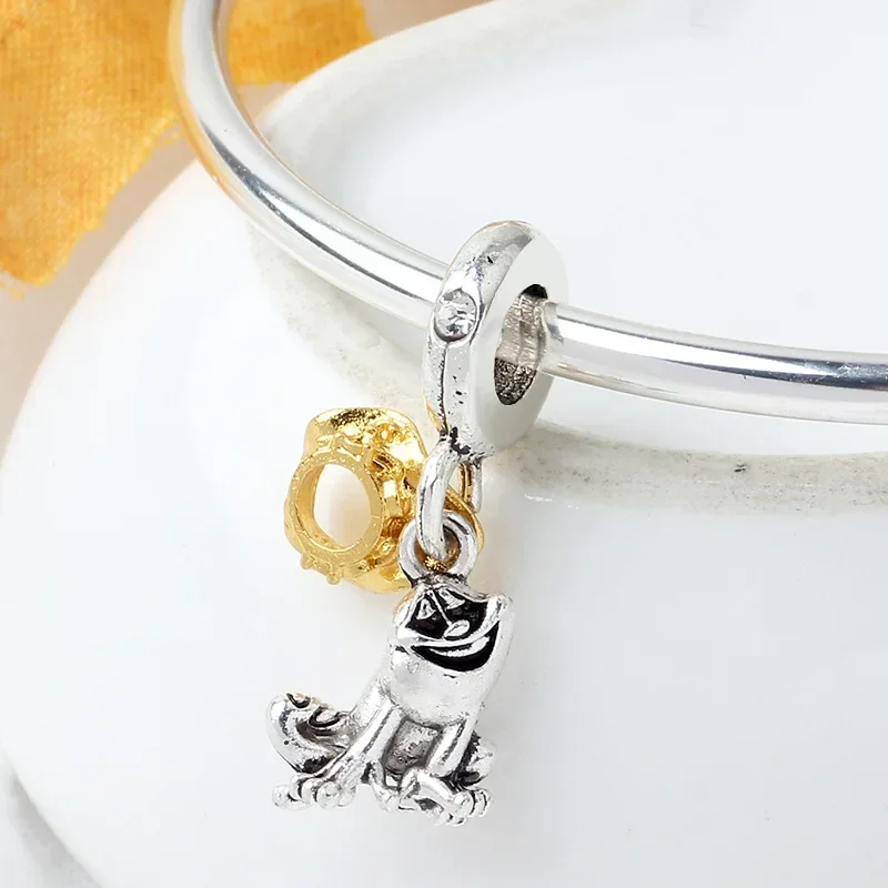 Fit Pandora Disney Tiana Frog Pendant The Princess and the Frog Dangle Charms for Jewelry Making Women Bracelet Accessories DIY