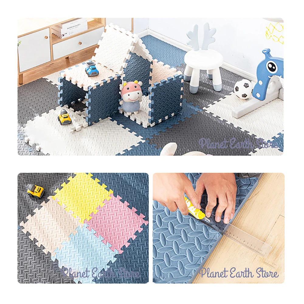 Baby Puzzle Floor Kids Carpet Play Mat Non-Slip Floor Tiles Toys Carpet EVA Foam Interlocking Exercise Tiles Rugs 30*30CM