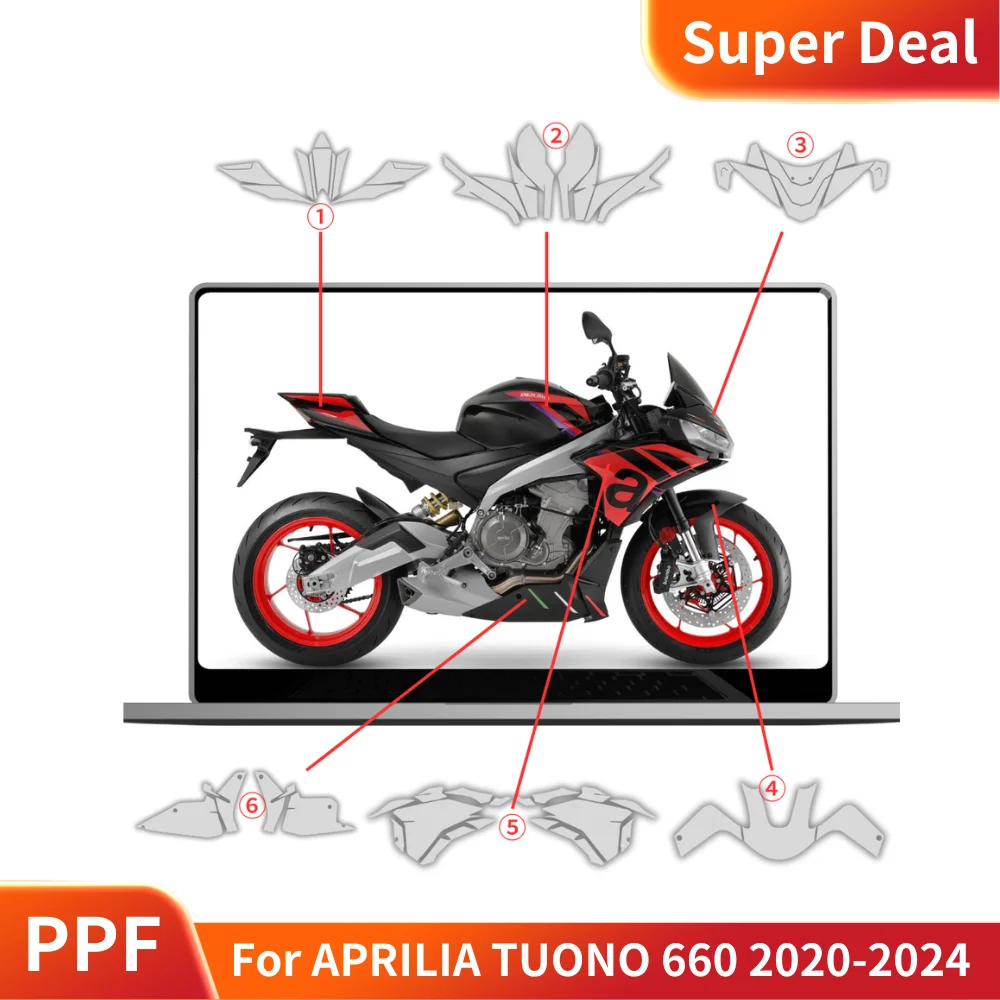 Motorcycle Paint Protection Film Full Body Kit PPF TPU Scratch Resistant for Aprilia Tuono 660 2020 2021 2022 2023 2024