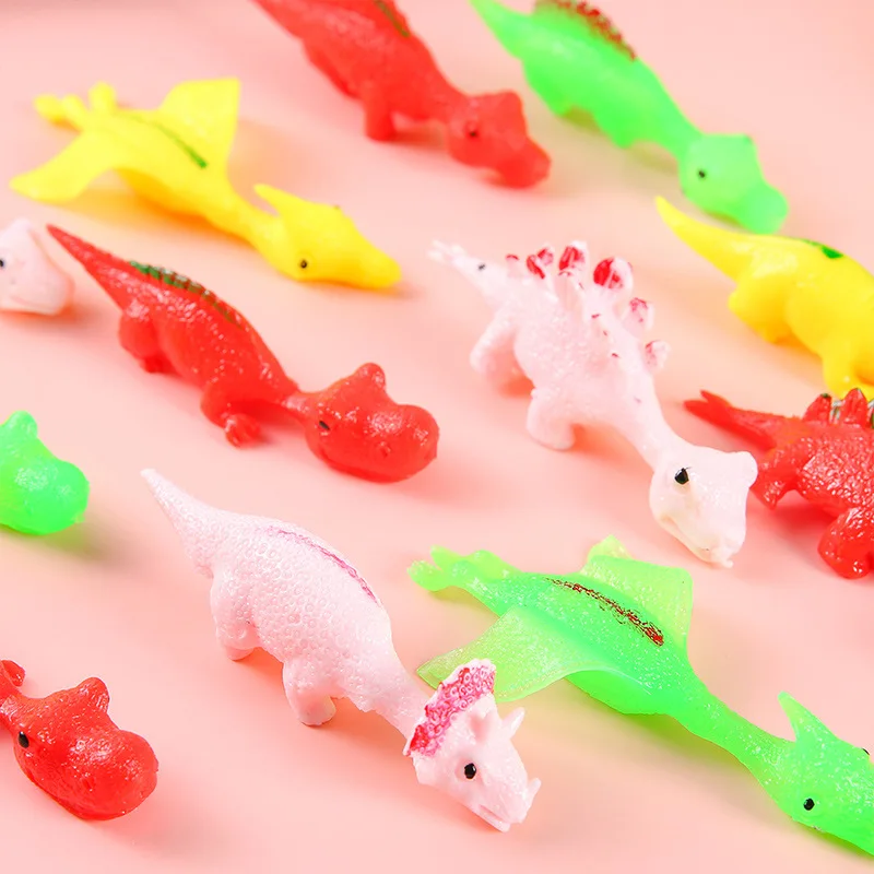 Elastic Stretch Dinosaur Sling Stress Relief Vent Ornaments Long Range Slingshot Fidget Decor Soft TPR Pocket Anxiety Relief