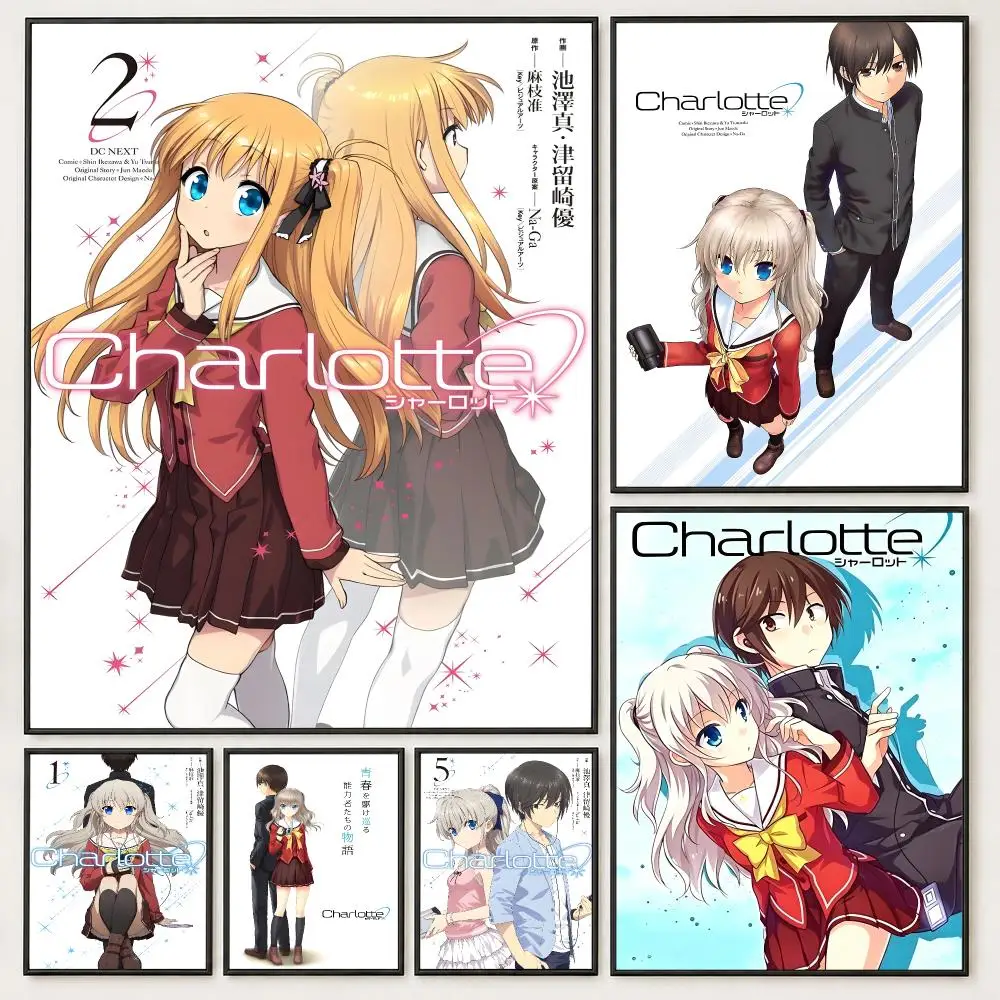 Anime Charlotte Poster Poster Trendy Aesthetic SelfAdhesive HD Wall Decor Home Café Bedroom Room Decoration Gift