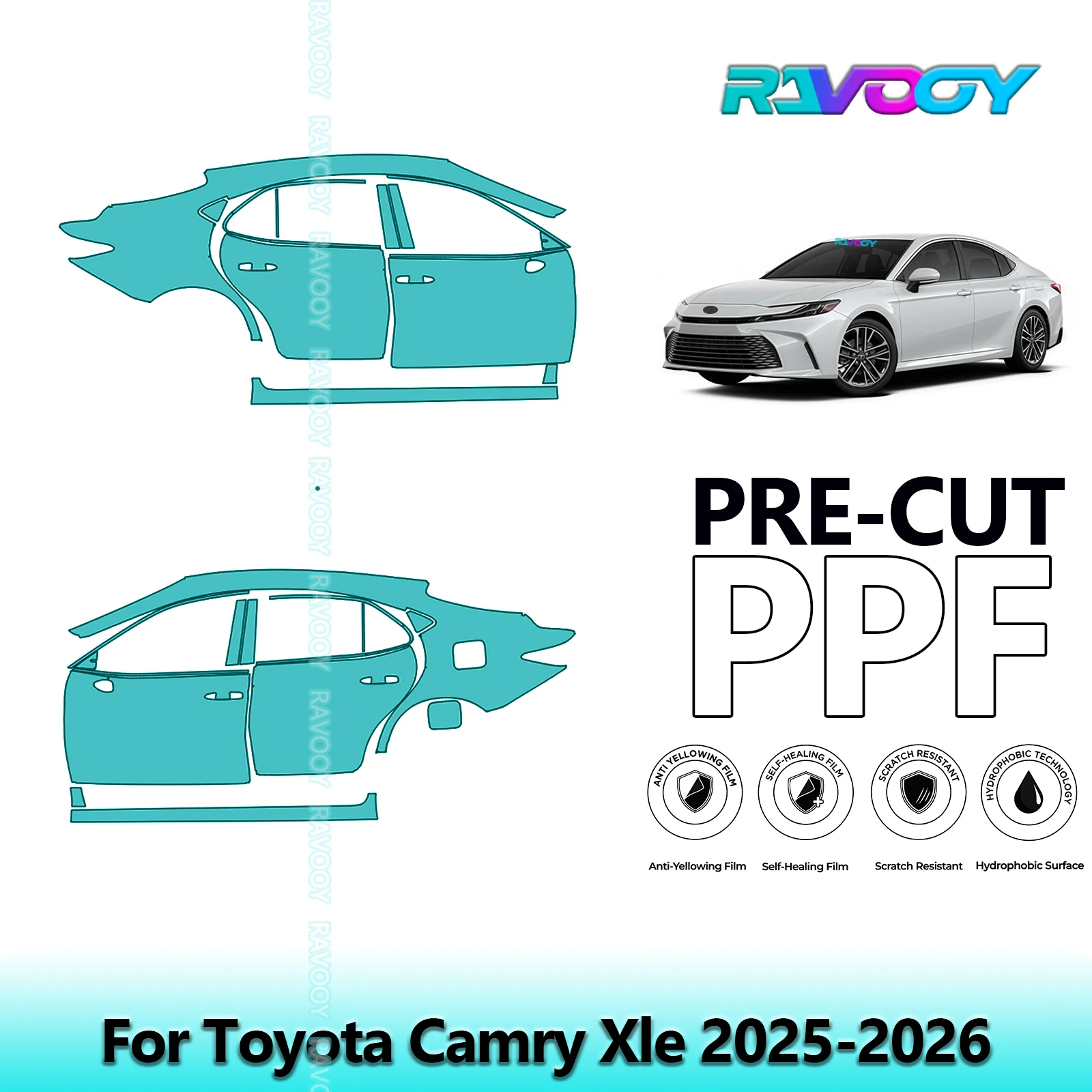 

For Toyota Camry Xle 2025-2026 8.5mil Clear Matte Pre-Cut PPF Door & A/B Pillar Kit TPU Paint Protection Film Set