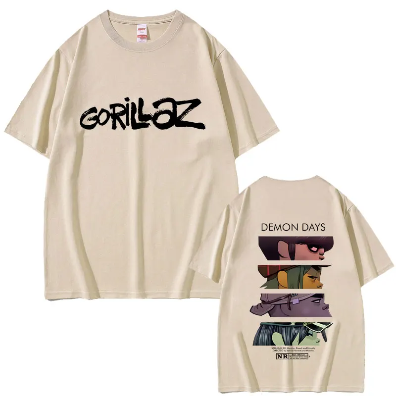 Rock Band Gorillaz Demon Days Eyes Print T-shirt Men Women Hip Hop Fashion Oversized Streetwear Male Casual Soft Cotton T Shirts