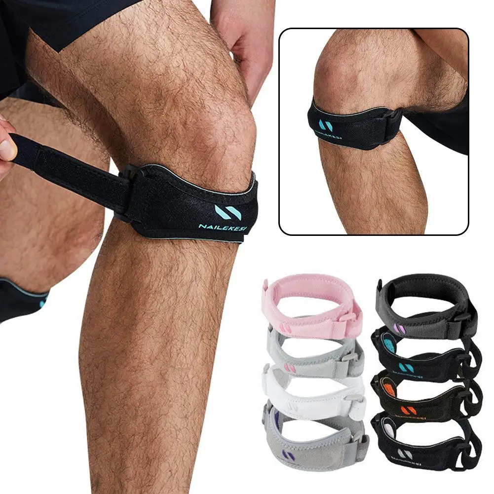1 قطعة دعامة دعم الركبة الرضفة استقرار حزام قابل للتعديل لتشغيل التنزه كرة السلة لاعبا الركبة التهاب الأوتار الإغاثة