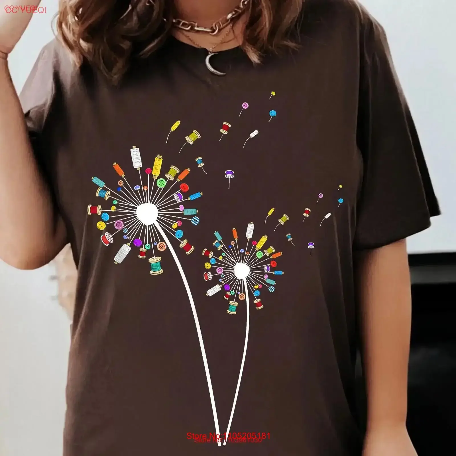 Colorful Dandelion Sewing Spools T Shirt Crafting and Quilting Button Thread ArT Lover vintage Washed Breathable fashion homme