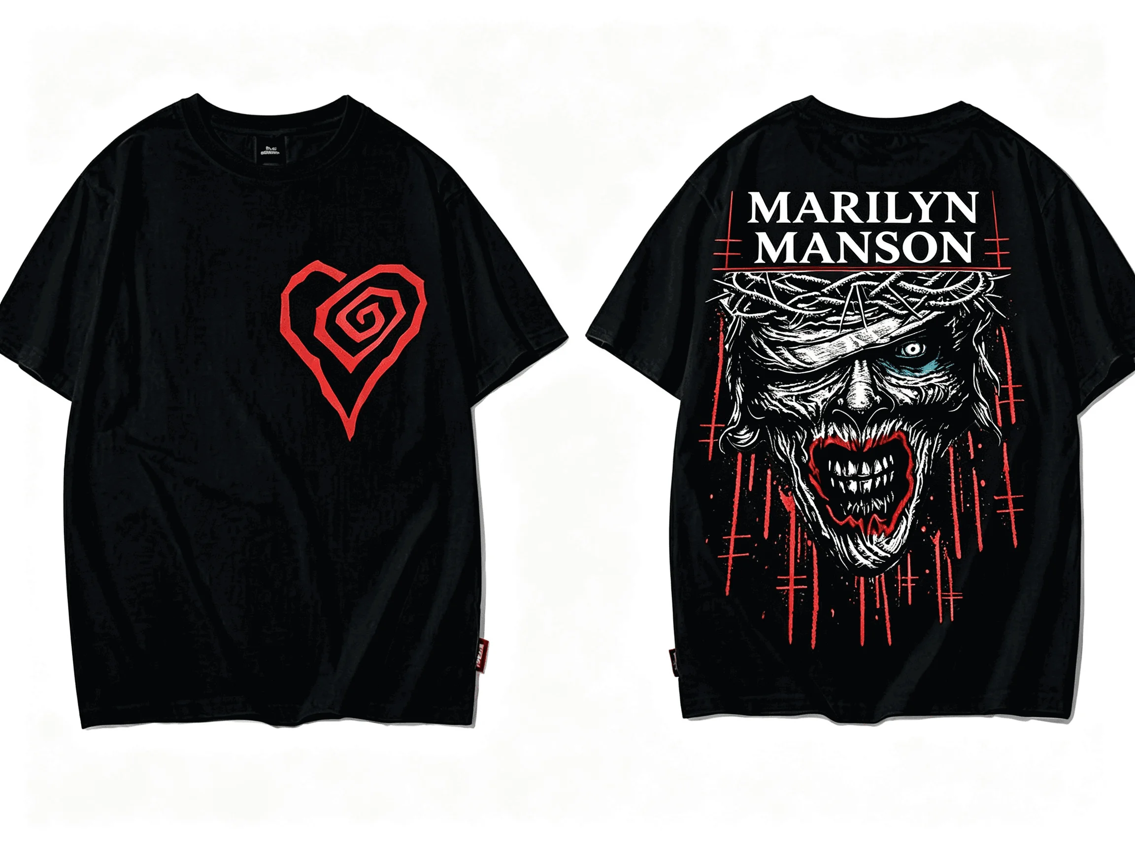 Marilyn Manson Summer New Cotton Retro Unisex Casual Fashion T-shirt High Street Oversized Unisex Trendy Cotton Breathable soft
