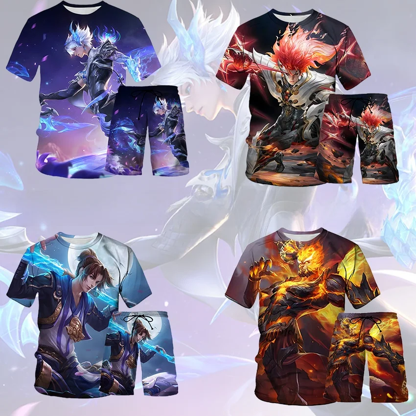 

Комплект из двух предметов для мальчиков Amber Era: футболка и брюки из комфортного молочного шелка, повседневная спортивная одежда для подростков