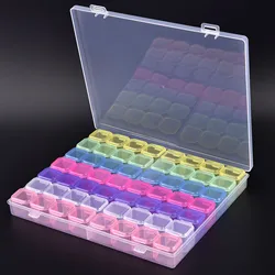 Ajustável Caixa De Armazenamento De Plástico para Fazer Jóias, Grade Independente, Selo Strass, Unhas Beads Organizador, Acessórios DIY, 56 Grades, 28 Grades